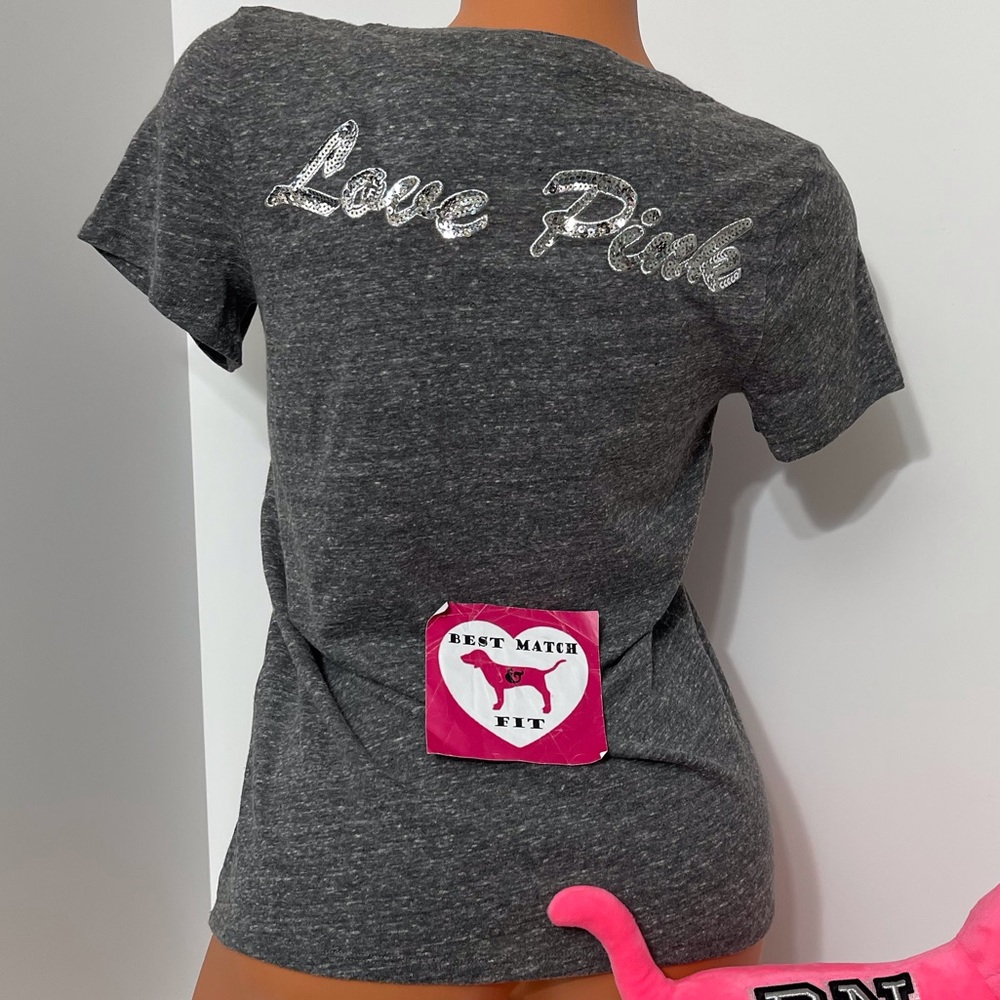 Victoria’s Secret PINK S Sequin Logo T-shirt Bling Shine